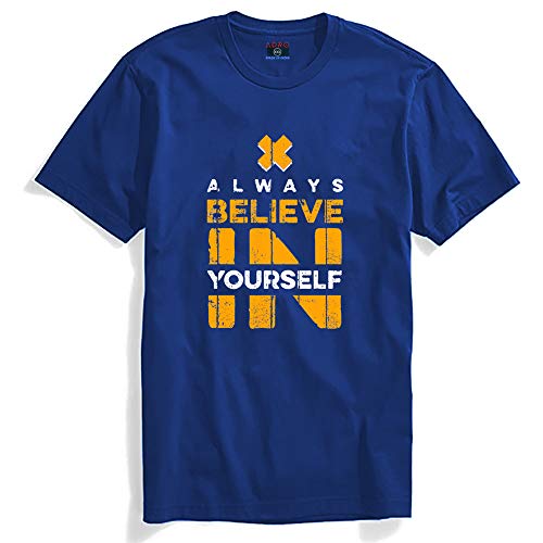 ADRO Believe in Yourself Printed T-Shirts for Men & Women (RNR-S35-BEL-RB_Royal Blue_XL)