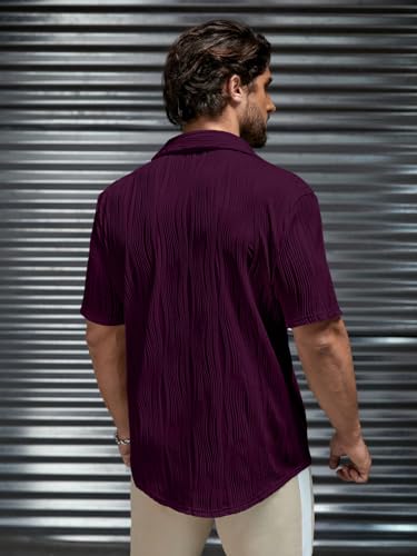 Greciilooks MenS Regular Fit Casual Shirt (Gl-Ms-6158_Dark Purple