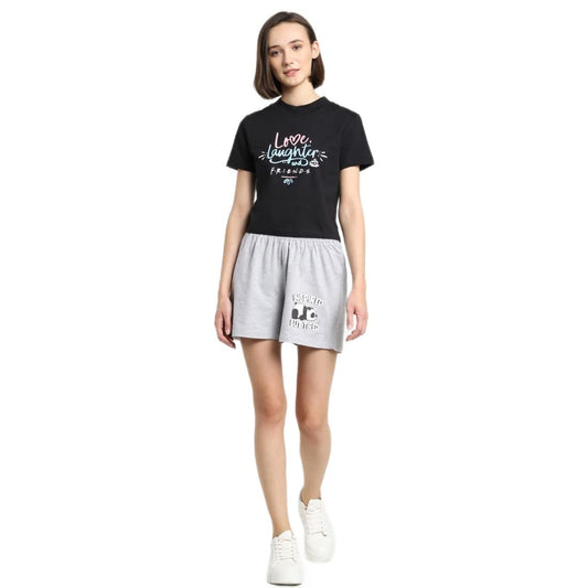 Bewakoof Women Typography Black Half Sleeve Round Neck T-Shirt