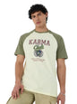 The Souled Store Karma Men and Boys Short Sleeves Round Neck Green Graphic Printed Regular Fit Cotton T-Shirts