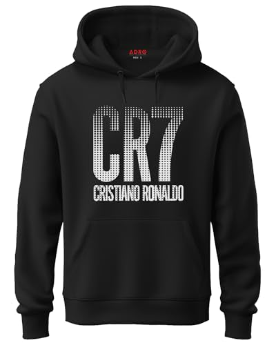 ADRO Men's Cotton Neck Hooded Sweatshirt (H20-M-CR07-BL_Black_XL)