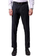 The Indian Garage Co Men Slim Fit Self Design Mid-Rise Stretchable Formal Trousers Dark Navy