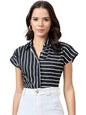 Style Quotient Stripe Short Sleeve Shirt Black
