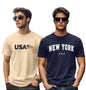 Veirdo Mens 100% Cotton Regular Fit Front Printed Short Sleeve T-Shirt Combo