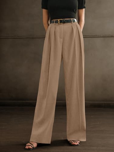 Greciilooks High Waist Cotton Trousers For Women  Flared Parachute Pants With Side Pockets | Casual Travel Cargo Pants