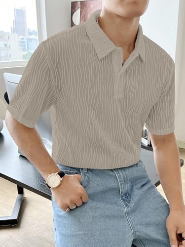 Leriya Fashion Cotton T-Shirt For Men  Soft Breathable Fabric | Regular Fit Half Sleeve Collar Tee For Summer Casual Wear Beige