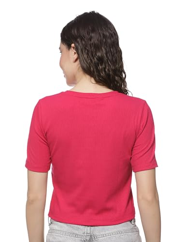 Fyltr WomenS Solid Regular Fit T Shirt (Fylss25Wkt-1010_Fuchsia Pink