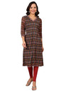 W for Woman Green Geometric Printed Chiffon Straight Kurta with Sequined Neckline