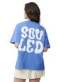 The Souled Store Soul Rising Women and Girls Short Sleeves Round Neck Blue Graphic Printed Cotton Oversized T-Shirts