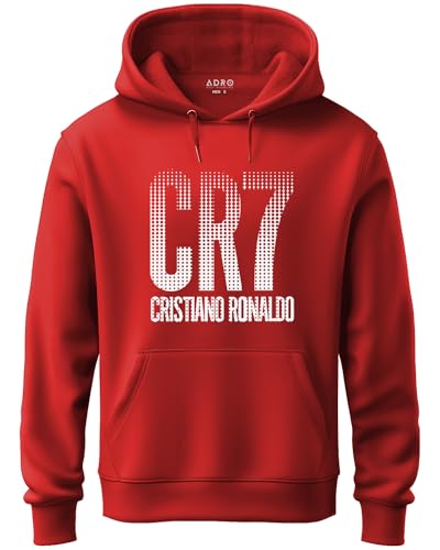 ADRO Men's Cotton Neck Hooded Sweatshirt (H20-M-CR07-RD_Red_XL)
