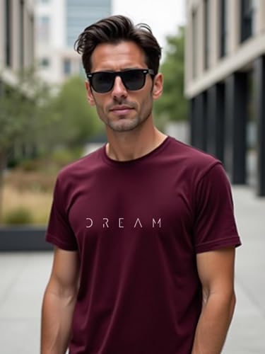 Nobero MenS Graphic Print Regular Fit T-Shirt (1M-Twts-C0561-Wr_Wine Red_1