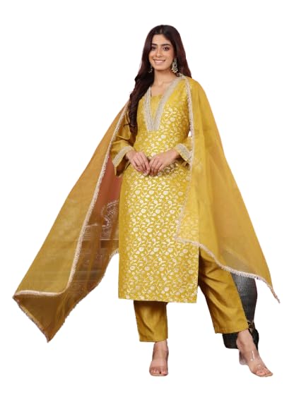VARANGA Women's Silk Blend Salwar Suit Set