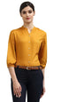 Style Quotient Women Solid Mustard Viscose Rayon Formal Shirt