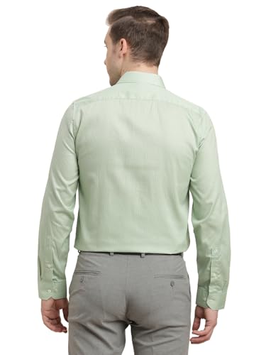 Turtle Men 100% Cotton Slim Fit Light Green Printed Full Sleeve Formal Shirt