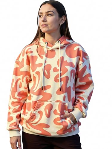Bewakoof WomenS All Over Printed Oversized Fit Full Sleeve Fleece Blend Hoodies_641009_Beige_3Xl