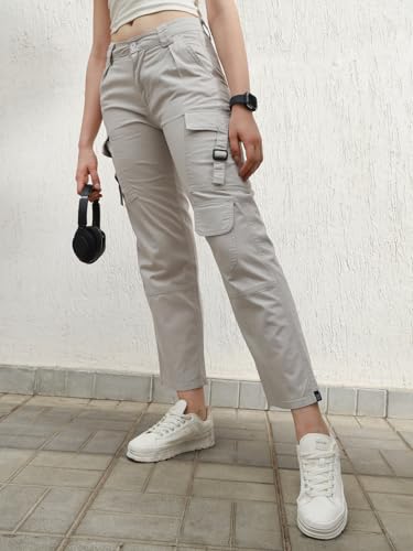 Hubberholme Women Grey Smart Casual Summer Cotton Regular Fit Solid Trousers