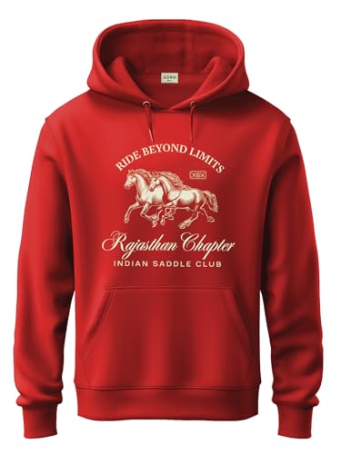 ADRO Ride Beyond Limits Hoodie for Men | 320 GSM Cotton-Poly Fleece | Soft Feel, Skin-Friendly Printed Graphic Sweatshirt with K