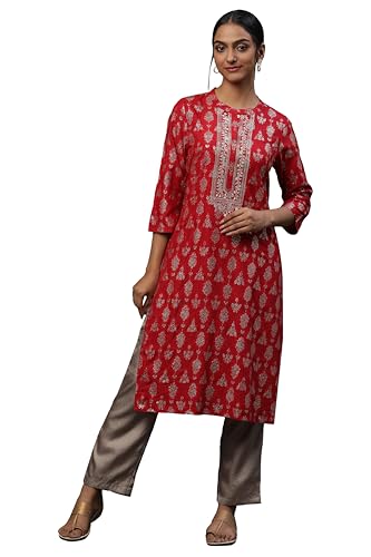 Aurelia Women's Viscose Abstract Printed Straight Kurta | Lightweight Band Collar Kurta for Women | Abstract Printed Kurta for Women | Beautiful Regular Fit Kurta for Women