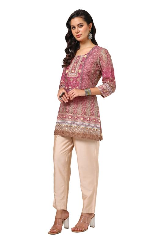 Soch Womens Magenta Cotton Blend Bandhani Print Tunic