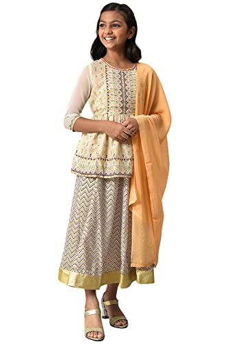 Aurelia Polyester Girls Kurti Skirt With Dupatta