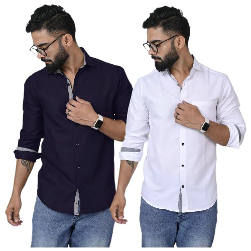Pinkmint Combo Cotton Shirt for Men Button Down Spread Collar Shirt