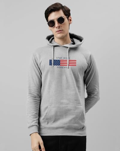 ADRO Hoodies for Men - Cotton Printed Sweatshirt, Sky Blue, 2XL, Model H24-FLAG-SK