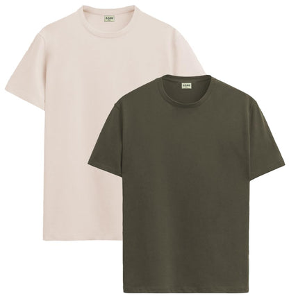 ADRO Mens T Shirts | Solid Tshirts for Men | Pure Cotton Lycra Fabric | 4 Way Stretch Smart tech Tshirt | Pack of 2 Round Neck T