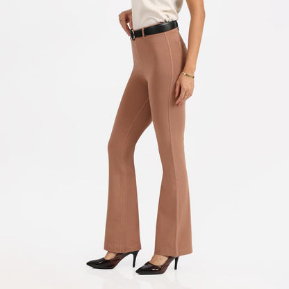 BlissClub AM:PM Air Flare Trousers Cotton for Women Above 55 ft Tall | Bootcut Trousers and Formal Pants for Women Office wear