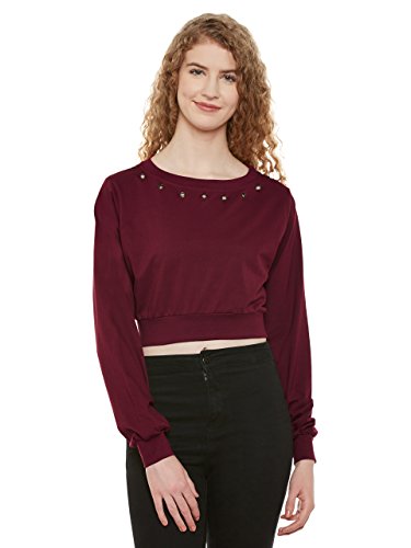 Miss Chase WomenS Maroon Boxy Crop Top(Mcss17Tp08-45-143-06_Maroon_X-Large)