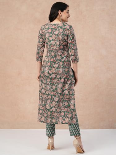 ANNI DESIGNER Women Cotton Blend Regular Kurta with Pant