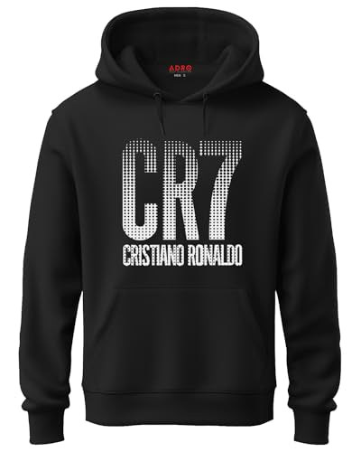 ADRO Men's Cotton Neck Hooded Sweatshirt (H21-M-CR07-BL_Black_XL)