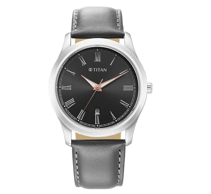 Titan Men Analog Quartz Watch With Leather Strap 1823Sl06