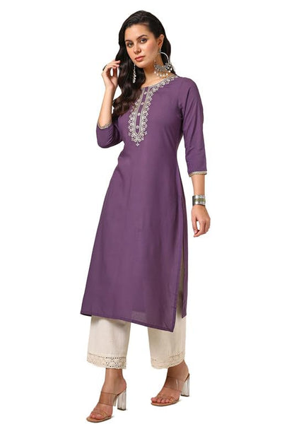 Soch Womens Purple Rayon Embroidered Kurta With Sequence Work