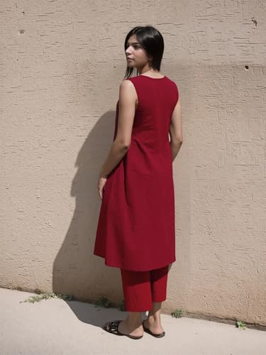 ANNI DESIGNER Women's Rayon Viscose Embroidered A-Line Kurta with Palazzo