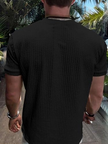 Noble Monk Regular Fit Half Sleeve T-Shirt | Sold Pattern | Round Neck T Shirt For Men Black