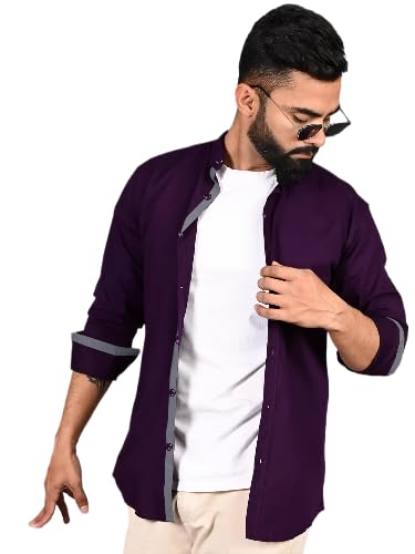 Tee Projekt Shirt for Men Cotton Spread Collar Button Down Long Sleeve Shirt Home, Regular, Home (Pack of 1)