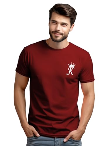 ADRO Men's Solid Regular Fit T-Shirt (RN24-STICK-KK-MR_Maroon