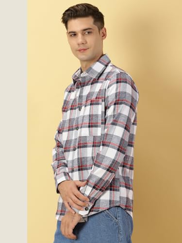 Thomas Scott Mens Checkered Slim Fit Shirt (TS1175_Red