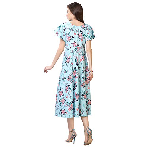 OOMPH! Womens Western & Fusion wear Midi Dresses for Women, Beach, Blue - md57