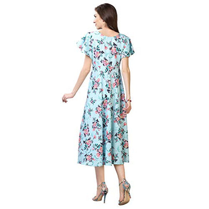 OOMPH! Womens Western & Fusion wear Midi Dresses for Women, Beach, Blue - md57