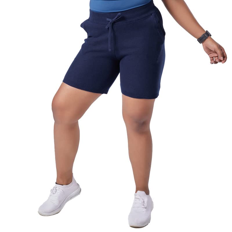 BlissClub Women Move All Day Shorts | Mid-Waist |Shorts with Pockets | Slant Pockets | Adjustable Flat Drawcord | Shorts for Wom