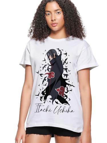 Bewakoof Official Naruto Merchandise Itachi Womens Graphic Print Boyfriend Fit Half Sleeve Round Neck Cotton Jersey T-Shirt_661