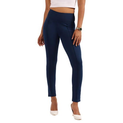 BlissClub Ultimate Sculpt Tregging Pants -Regular Below 54 | Ribbed Waistband | 2 Side Pockets | Front Pintucks | Feels Like Se