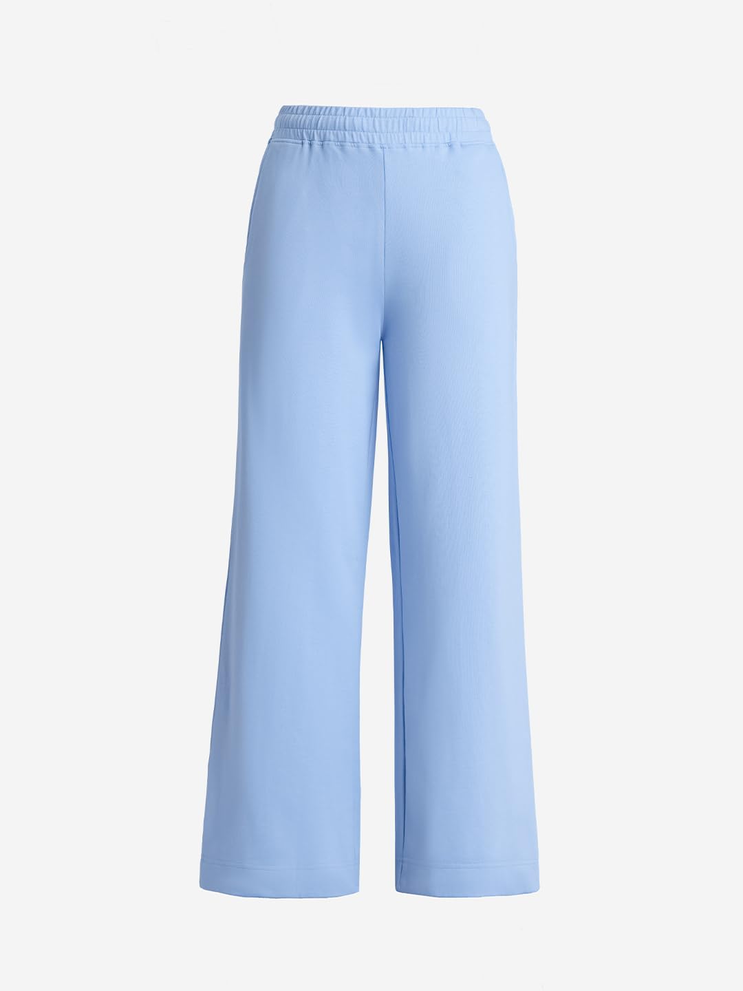 The Souled Store Flared Joggers: Powder Blue Women and Girls Pull On Solid Cotton Flared Joggers