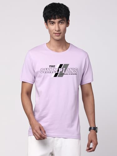 ADRO Men's Graphic Printed 100% Cotton T-Shirt - Regular Fit, Printed T-Shirts for Men (RN24-CMP-PU_Purple)