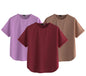 Juneberry Pure 100% Cotton Oversized Loose Baggy Fit Round Neck With Drop Shoulder Lilac & Maroon & Cork Half Sleeves Boyfriend