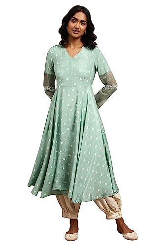 W for Woman Women's Viscose Block Print Regular Kurta