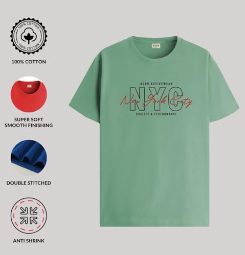 ADRO Mens NYC Cotton T-Shirt (RN22-03-NYC-PT_Pista)