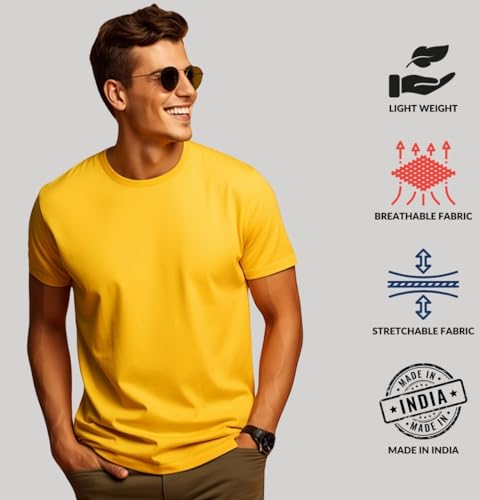 ADRO Men's Solid Regular Fit T-Shirt (RCM2-PLN)