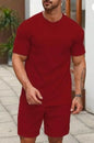 SHIENZY Mens Casual Solid Printed Night Suit Co-Ord Set || T-Shirt and Shorts Nightwear Set || Sleepwear/Loungewear for Regular